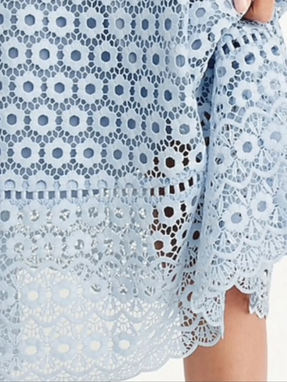 J. Crew Women's Light Blue Lace Midi Dress with Spaghetti Straps, Size 4 - Picture 4 of 12